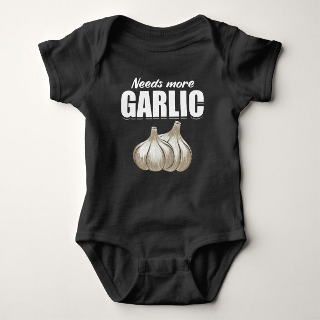 Body Para Bebê Garlic Cama Engraçado Comida Humor Cozinhar  (Frente)