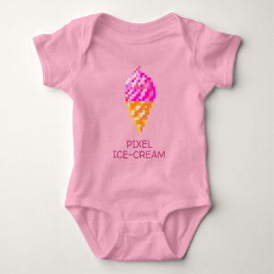 BODY PARA BEBÊ GAROTA DO GEEK DE BEBÊ SORVETE PIXEL ART PINK DE 8