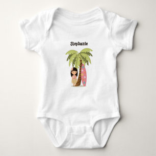 Body Para Bebê Garota Havaiana de Surfe