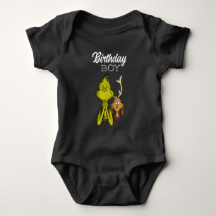 Body Para Bebê Garoto de Aniversário Grinch Quadro Negro