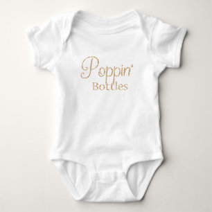Body Para Bebê Garrafas de Poppin no bebê Dourado do brilho
