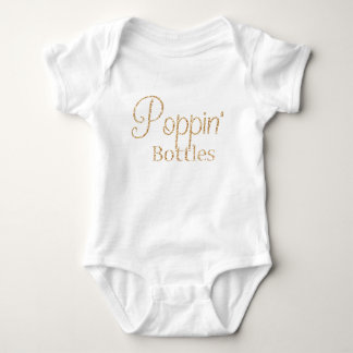 Body Para Bebê Garrafas de Poppin no bebê Dourado do brilho