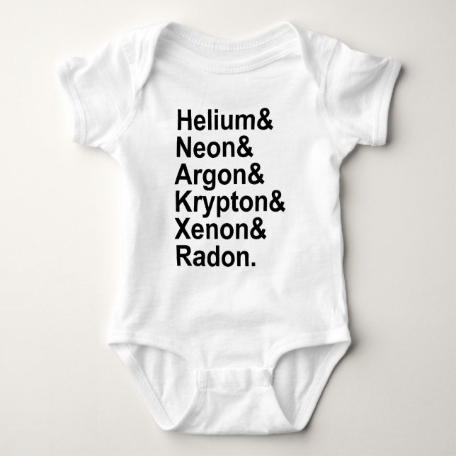Body Para Bebê Gases Nobres Hélio Neônio Argônio Criptônio Radôni (Frente)