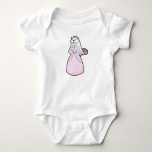 Body Para Bebê Gata como Noiva com Ramalhete de Flores