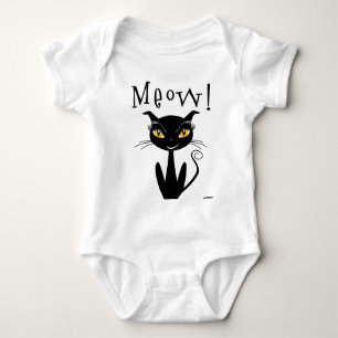Body Para Bebê Gata Negra Whimsical.
