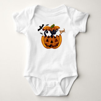 Body Para Bebê Gatinho de Halloween em Pumpkin com Morcegos