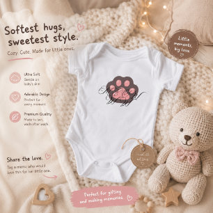Body Para Bebê Gatinho Fofo Pata "MEOW" Caligrafia – Adorável 