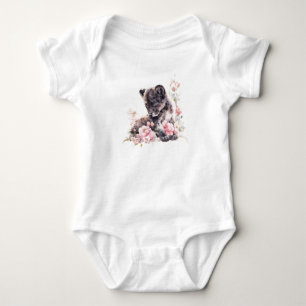 Body Para Bebê Gatinho Preto Gatinho Gato Pantera Preta com Flor