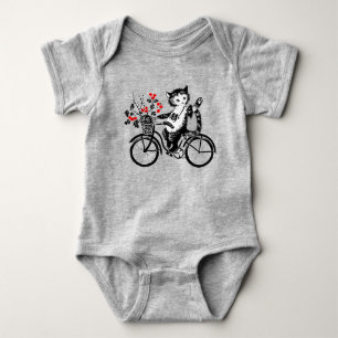 Body Para Bebê Gatinho Vintage Andando de Bicicleta