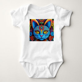Body Para Bebê Gato Abstrato Com Olhos Amarelos