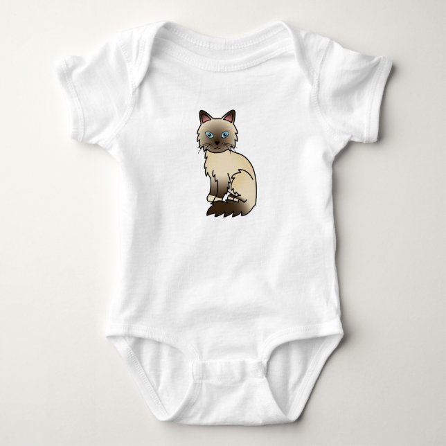 Body Para Bebê Gato Birman / Ragdoll de Pontas de Chocolate (Frente)