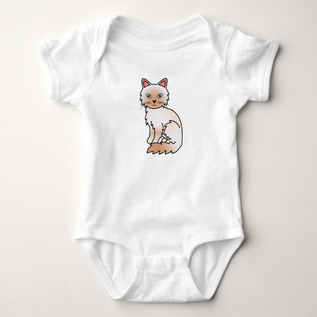 Body Para Bebê Gato Birman / Ragdoll de Pontas Vermelhas (Frente)