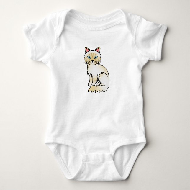 Body Para Bebê Gato Birman / Ragdoll Tabby de Pontas Creme (Frente)