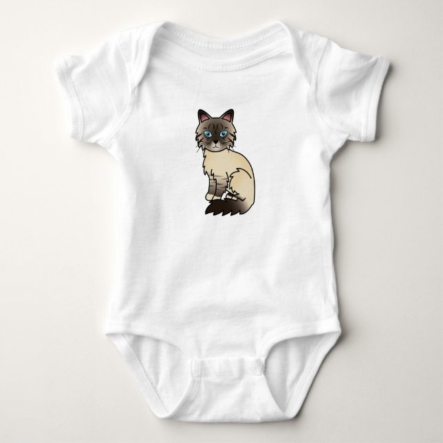 Body Para Bebê Gato Birman / Ragdoll Tabby Ponto de Foca (Frente)