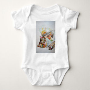 Body Para Bebê Gato Bonito De Gato Bebês De Cores Aquáticas Tud