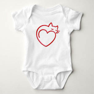 Body Para Bebê Gato Bonito Formatado De Coração