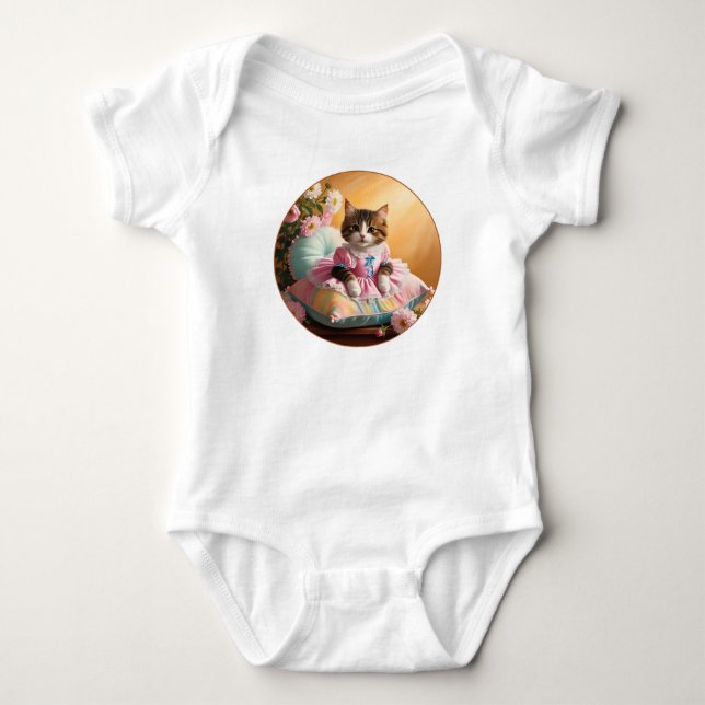 Body Para Bebê Gato Bonito na Cama (Frente)