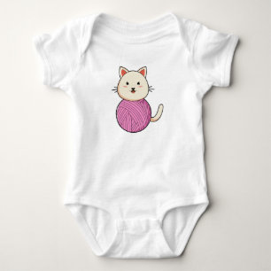 Body Para Bebê Gato com bola de fio de lã
