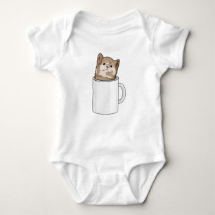 Body Para Bebê Gato com caneca de café