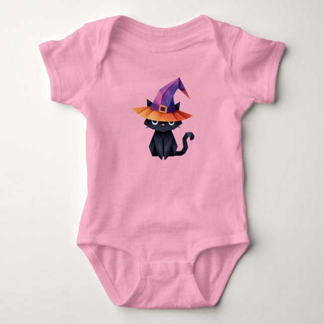 Body Para Bebê Gato com Chapéu de Bruxa (Frente)