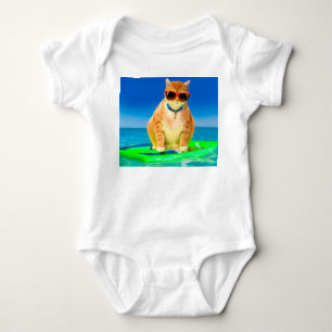 Body Para Bebê Gato com óculos de sol navegando no oceano