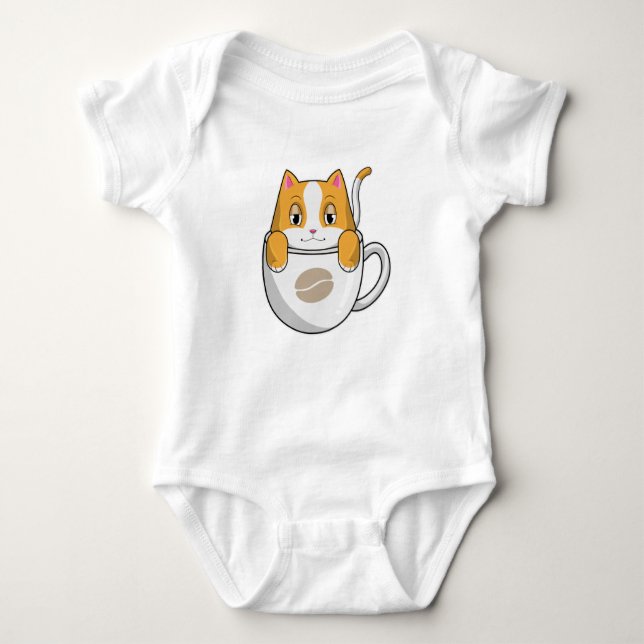 Body Para Bebê Gato com Taça de Café (Frente)
