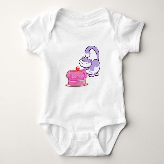 Body Para Bebê Gato Cupcake Roxo Fofo (Frente)