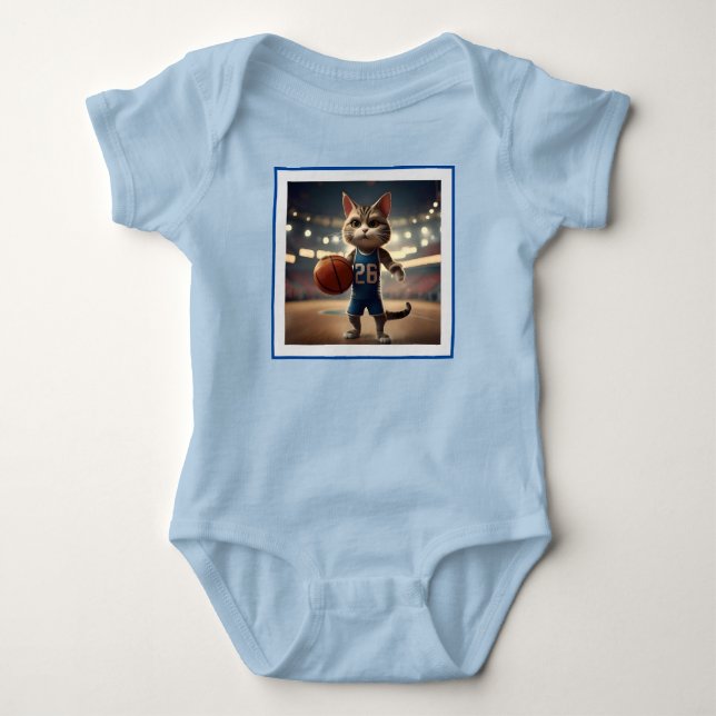 Body Para Bebê Gato de basquete, (Frente)
