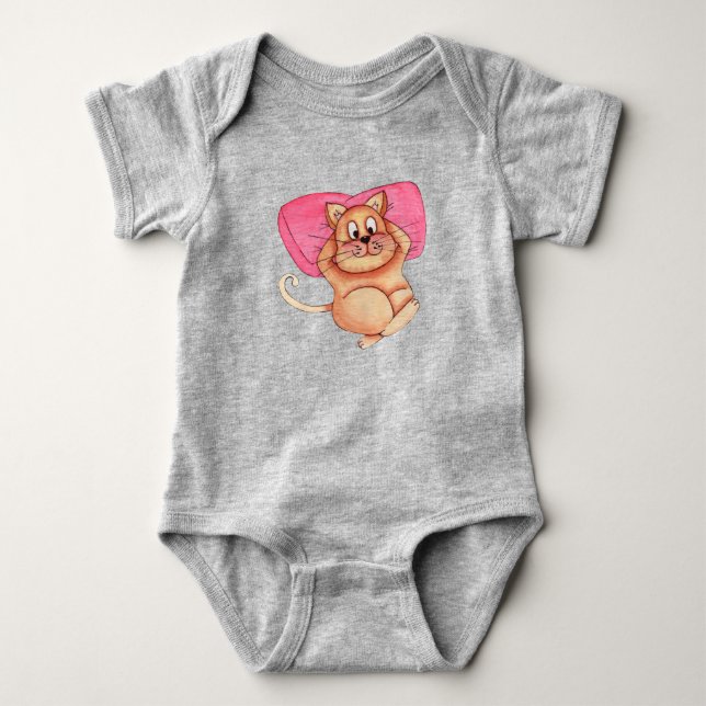 Body Para Bebê Gato de estimação fofo e divertido (Frente)