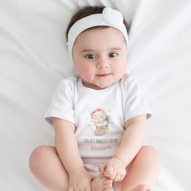 Body Para Bebê Gato de Natal Personalizado para Bebê (Criador carregado)