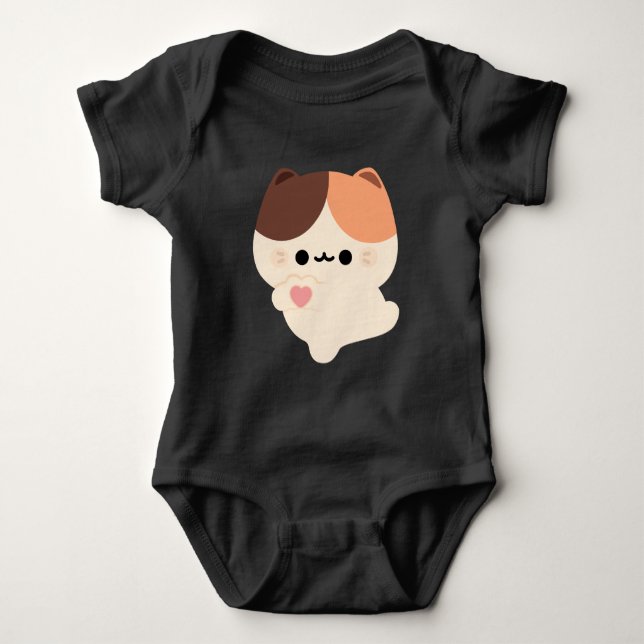 Body Para Bebê Gato de Torta de Amor Bonito (Frente)