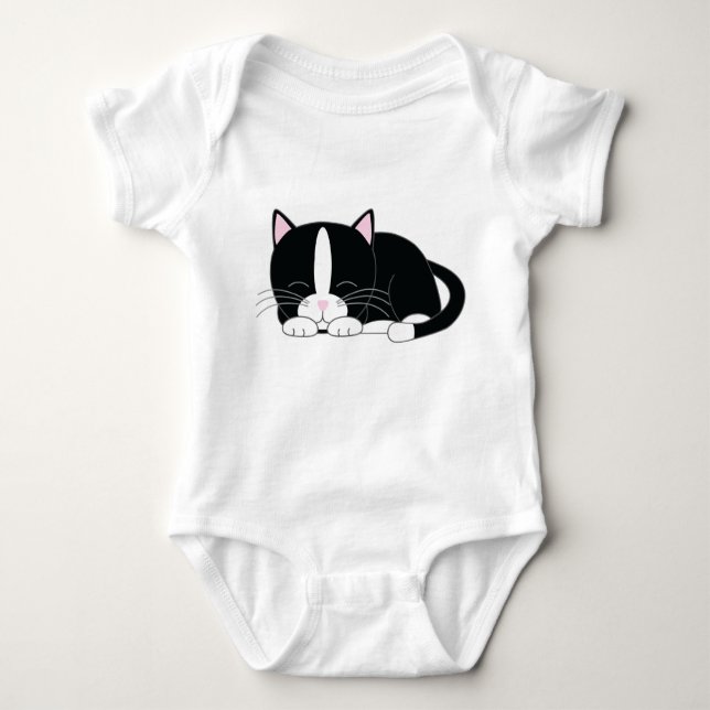 Body Para Bebê Gato de Tuxedo Dormindo (Frente)