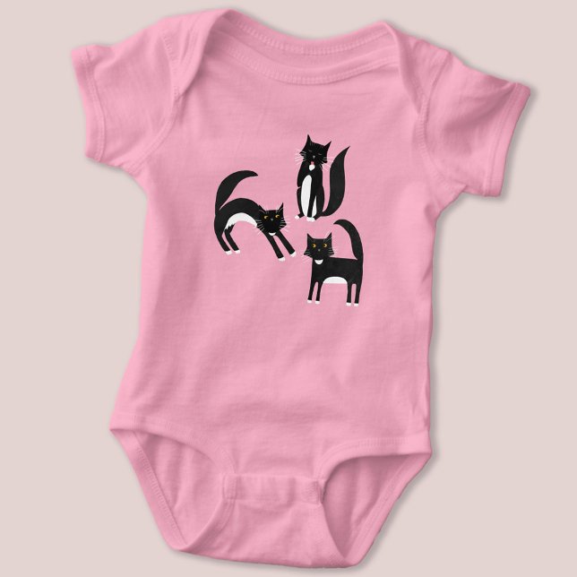 Body Para Bebê Gato de Tuxedo Preto e Branco (Black and white Tuxedo Cat baby bodysuit)
