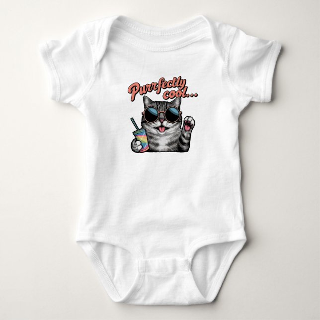 Body Para Bebê Gato de Verão legal (Frente)