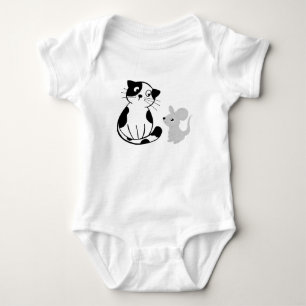 Body Para Bebê Gato Divertido e Rato Gráfico Bebê Roupa