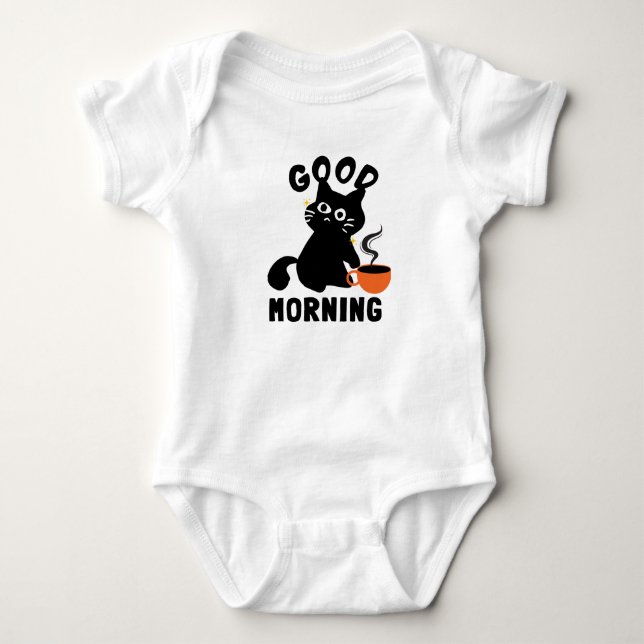Body Para Bebê Gato e café furtivos (Frente)
