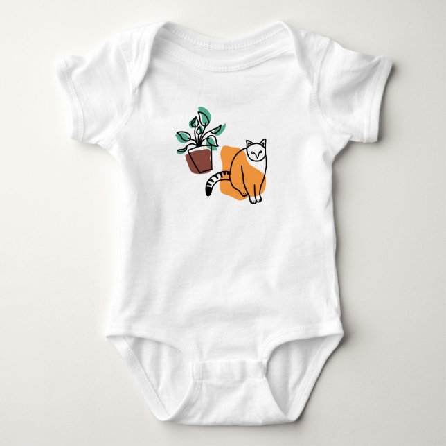 Body Para Bebê Gato e planta (Frente)
