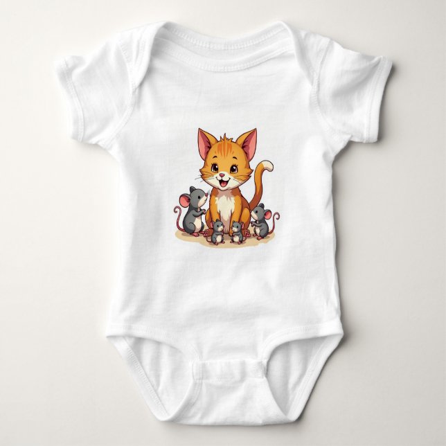 BODY PARA BEBÊ "GATO E RATOS" (Frente)