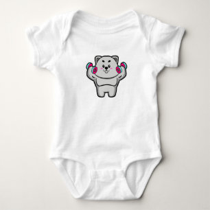 Body Para Bebê Gato em treino ao ombro com Dumbbels