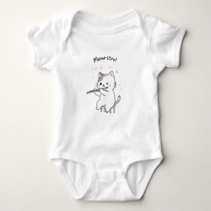 Body Para Bebê Gato Engraçado Tocando Flauta