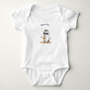 Body Para Bebê Gato Engraçado Tocando Saxofone Jazz