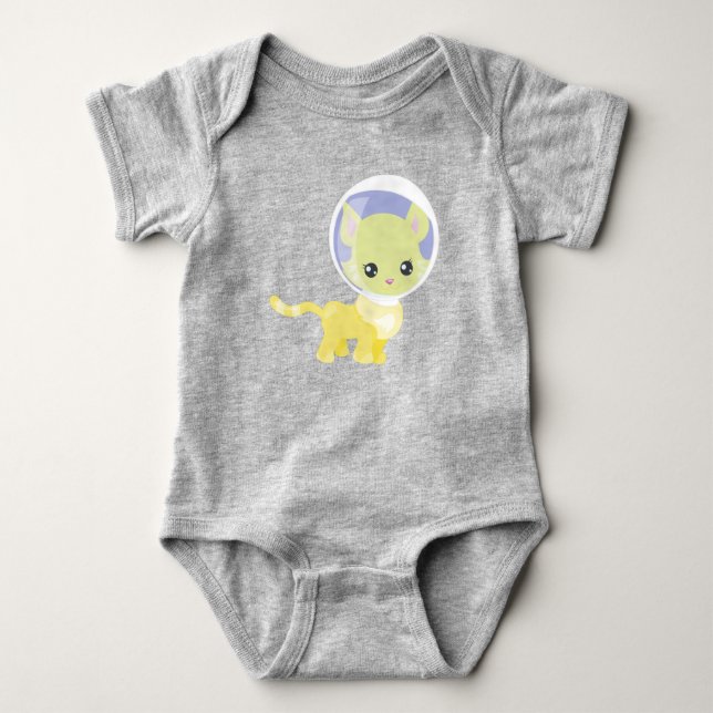 Body Para Bebê Gato Espacial, Cosmonauta, Astronauta, Espaço, Gat (Frente)