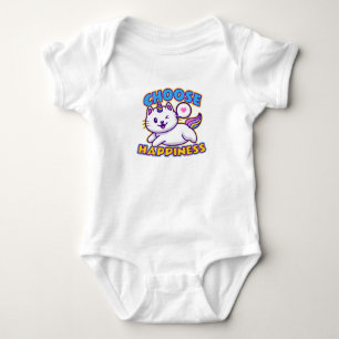 Body Para Bebê Gato Feliz Piscando Correndo Com Felicidade Frase