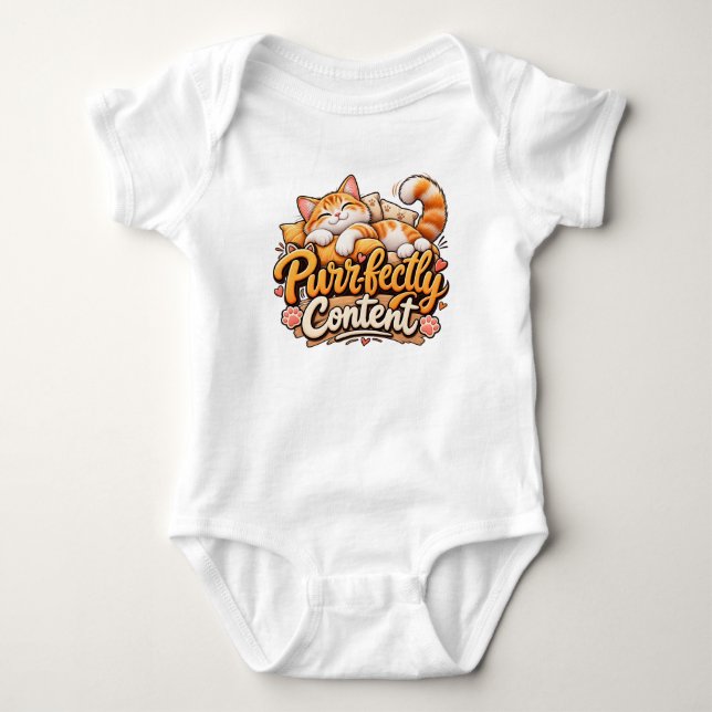 Body Para Bebê Gato Fofo Perfeitamente Contente  (Frente)