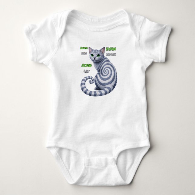 Body Para Bebê Gato Hipno Azul Russo (Frente)