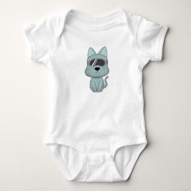 Body Para Bebê Gato legal com óculos (Frente)