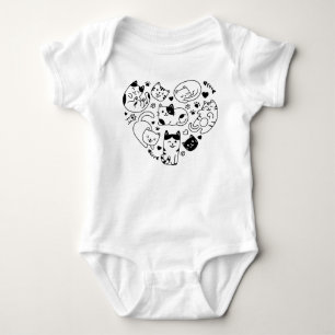 Body Para Bebê Gato-Lover Gato-Gato Coração