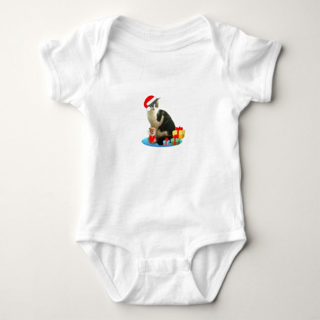 Body Para Bebê Gato Merlin de Natal (Frente)