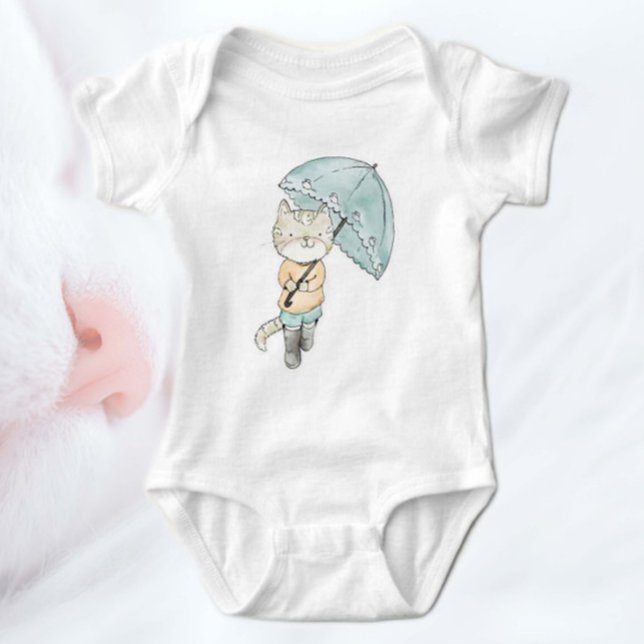 Body Para Bebê Gato na Chuva (Criador carregado)