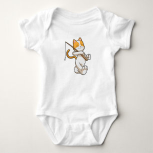 Body Para Bebê Gato na pesca com vara de pesca